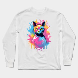 Tie Dye Cat Long Sleeve T-Shirt